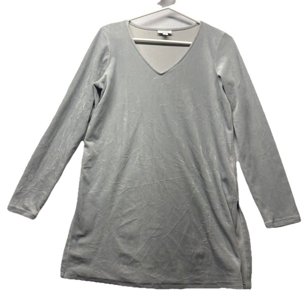 Pure Jill Tunic Top Womens XS Gray Velour Flowy Soft V Neck Lounge